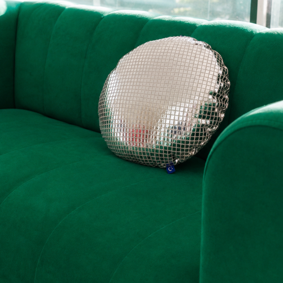 Cojín decorativo disco 35cm silver