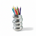 Portalápices bola disco silver 15 cm.